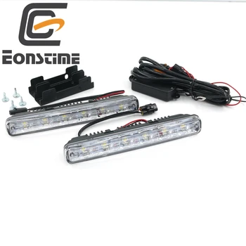 Eonstime 12V/24V 2 ks DC Biely 6LED DRL Auto Light LED Denných prevádzkových 6W Prepínač Nepremokavé Jazdy Autom Hmlové Svetlo Vypnuté funkcia E4