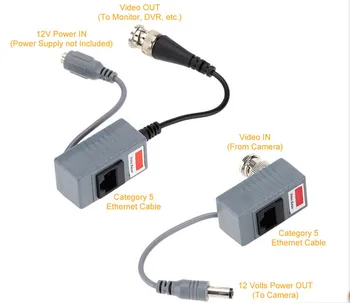 ESCAM 10pcs CCTV Kamery Príslušenstvo Audio Video Balun Vysielač BNC RJ45 UTP Video Balun s Audio Napájanie cez CAT5/5E/6 Kábel