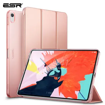 ESR puzdro pre iPad Pro 11 2018 Kryt Hurá PU Kožené Transparentné PC Späť Trifold Smart Cover pre iPad Pro 2018 11 Palcový Funda