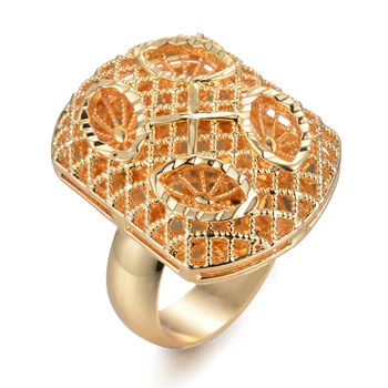 Etiópsky 24k Gold Ring Zlatá Farba Nádherné Krúžok Pre Ženy, Muža, Šperky India/Etiópskej/Afriky/Nigérijský/Izrael Vianoce Dievčatá