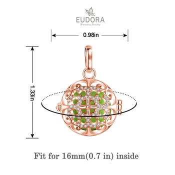Eudora 16 mm Ružová zlatá Harmóniu Tehotenstvo loptu Náhrdelník Tehotenstva bola lopta prívesok s Kvetinou klietky DIY Šperky s box K396