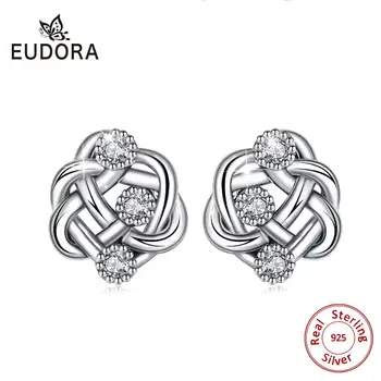 EUDORA 925 Sterling Silver Nekonečný vesmír Stud Náušnice s AAA Cubic Zirconia pre Ženy Módne Šperky s box E111