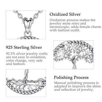 EUDORA 925 Sterling Silver Strom života Prívesok Náhrdelník Pevná strieborná Stromu list & bohyne náhrdelník Vintage Šperky s box D475