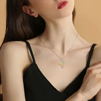 EUDORA Reálne 925 sterling silver srdce Dve zlaté slnečnice náhrdelník s Príveskom, kvet Crystal CZ jemné Šperky s box D562