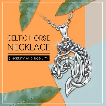 Eudora Sterling Silver Horse head Prívesok Celtics Uzol Vintage Striebro Neckalces Módne Kôň Kúzlo Šperky pre Ženy, Mužov D424