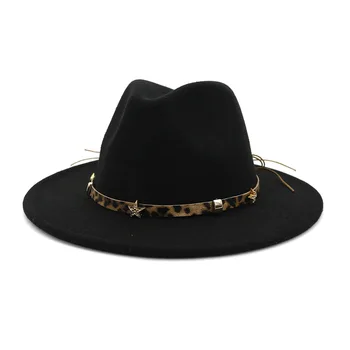 Európska Americký Kolo Čiapky plstený klobúk Feminino sombrero Čierny pás Imitácia Vlnené Ženy Muži Dámy Fedoras Top Jazz Klobúk HF109