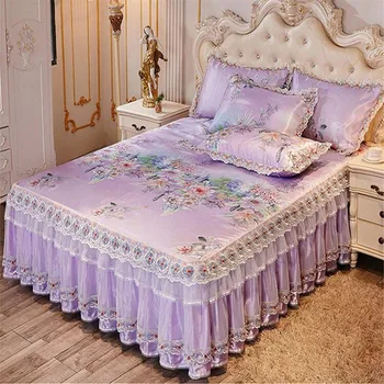 Európska Luxusné 3ks letnej pohode prikrývky ice posteľ mat čipky rozprašovače bedsheet kvality posteľ kryt práčke doprava zadarmo