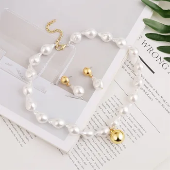 Európske a Americké obľúbené šperky so zliatiny české jednoduché pearl náušnice náhrdelník nastaviť pre módu ženy, darčeky