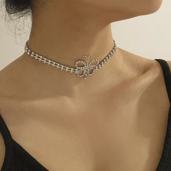 Európske A Americké Tvorivé Jjewelry Módne Jednoduché Drahokamu Náhrdelník Duté Motýľ Náhrdelník Ženy