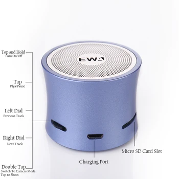 EWa A104 Bluetooth Reproduktorov MP3 Prehrávač, Diaľkové Fotoaparát, Prenosný Reproduktor Kovové USB Vstup, MP3 Prehrávač, multimediálne Stereo reproduktor
