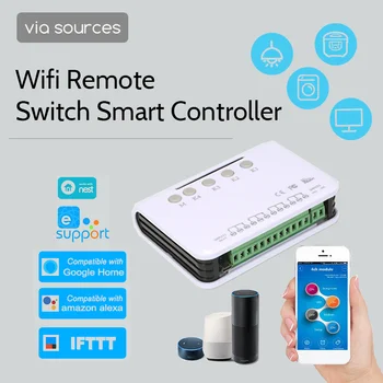 EWeLink Smart Switch Wifi Prepnúť Regulátor Gagage Dvere Prepínač Smart Home Relé Modul Domovská stránka Google Alexa Kompatibilné 4ch DC 5V