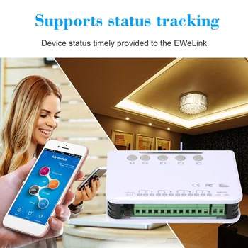 EWeLink Smart Switch Wifi Prepnúť Regulátor Gagage Dvere Prepínač Smart Home Relé Modul Domovská stránka Google Alexa Kompatibilné 4ch DC 5V