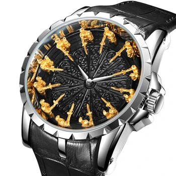 Excalibur, Rytieri Okrúhleho Stola, Roger Sledovať Mužov Top Značky Luxusné Quartz Hodinky Dubuis Kožené Nepremokavé Zlaté Náramkové hodinky