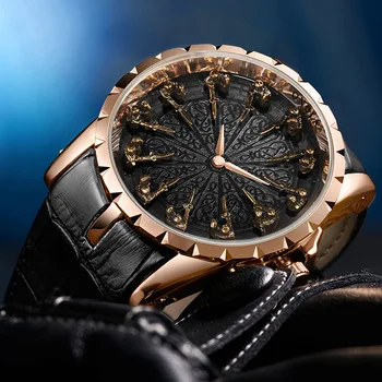 Excalibur, Rytieri Okrúhleho Stola, Roger Sledovať Mužov Top Značky Luxusné Quartz Hodinky Dubuis Kožené Nepremokavé Zlaté Náramkové hodinky