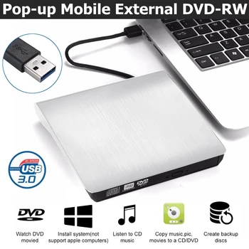 Externá DVD, USB 3.0, Prenosné CD, DVD RW Spisovateľ Horák Optické Prehrávač Kompatibilný Pre systém Windows 10 Notebookom Stolové imac