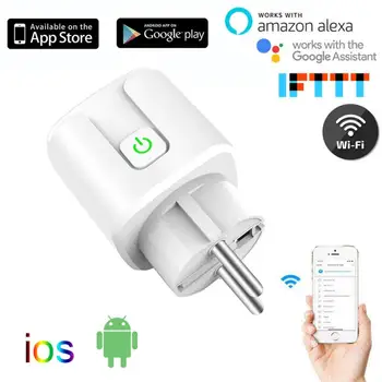 EÚ Plug WIFI Bezdrôtové Diaľkové Zásuvky Inteligentný Časovač Plug Ovládanie Hlasom Domov ohňovzdorná PC Smart Power Socket Pre iPhone Xiao