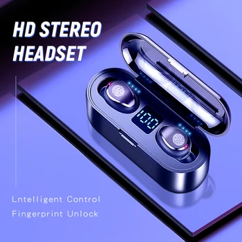 F9 Bezdrôtové Slúchadlá Bluetooth 5.0 Slúchadlá TWS Slúchadlá Stereo HIFI Športové Headset Podporu iOS/Android Telefóny HD Hovor