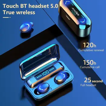 F9 Bluetooth Stereo Slúchadlá Bezdrôtové Slúchadlá s Mikrofónom LED Displej Power Bank TWS Slúchadlá Hansfree náhlavná súprava pre Mobilné