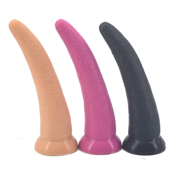 FAAK zakrivené veľké dlhé dildo ox horn dizajn, mäkké silikónové penis drsný povrch análny plug sacie g mieste stimulovať mačička sexuálne hračky