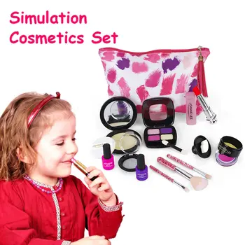 Falošné make-up Play Set 9pcs Predstierať, že Hrať Hračky s Kozmetika Taška pre Batoľatá Dievčatká Narodeniny, Vianočné Darčeky