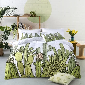 Fanaijia kaktus perinu nastaviť obliečka na vankúš s 3D Vytlačené rastlín Obliečky Obliečky Nastaviť king size bedline bytový textil