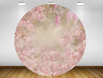 Fantasy kvet Kolo kruhu pozadie pozadie pink baby sprcha narodeninovej party dekor candy tabuľka banner textílie YY-215