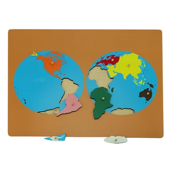 Farba Diely Skladačky Svete Montessori Mapy S Gombík Hry Geografia Deti Drevené Dosky Hračky, Učebné Pomôcky, Puzzle Mapa Sveta