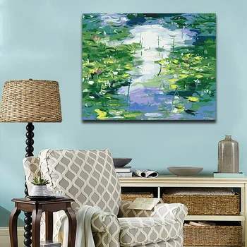 Farebnosť podľa čísel, Claude Monet je obrazy Druhy lekná,dojem,Lotus obrázky farby s farbami urob si sám