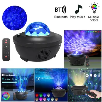 Farebné Hviezdna Galaxy Projektor Blueteeth USB Hlasové Ovládanie Hudobného Prehrávača Led Nočné Svetlo Strany Sviatky Datovania Projekčnej Lampy