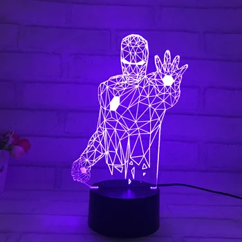 Farebné Iron Man 3D Holograma Svetlo Lampara LED Lampy, Akryl Visual Ľahký Dotyk Prepínač Ilúzie Nočné Svetlo Darček pre Dieťa Lampka