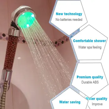 Farebné LED aniónové sprcha SPA sprchovaní hlavu pod tlakom šetrí vodu, regulácia teploty farebné svetlo
