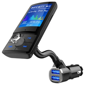 Farebný Displej FM Vysielač Auto MP3 Bezdrôtová Handsfree Súprava do Auta Audio AUX Modulátor s QC3.0 Duálny USB Nabíjačka do Auta