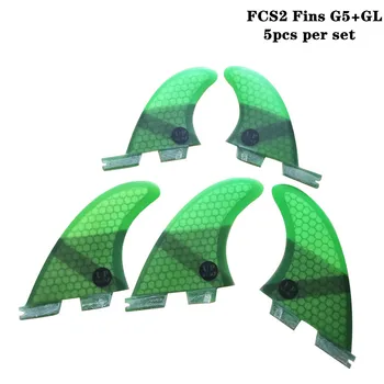 FCSII G5+GL Surf Modrá/Čierna/Červená/Zelená farba Honeycomb Plutvy tri-quad fin nastaviť FCS 2 Fin Hot Predaj FCS II Fin Quilhas