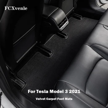 FCXvenle Auto Poschodí Nohy Podložky pre Tesla Model 3 2021 Príslušenstvo Vysoko Kvalitný Nylon Velvet Nohy Podložky Model Troch Prednej strane Kufra Mat