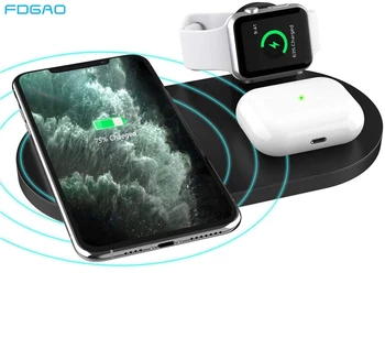 FDGAO 3 V 1 15W Bezdrôtovú Nabíjačku Pad Qi Indukčné Rýchle Nabíjanie Dock pre Apple Hodinky 5 4 3 2 1 Airpods Pro iPhone 11 XS XR X 8