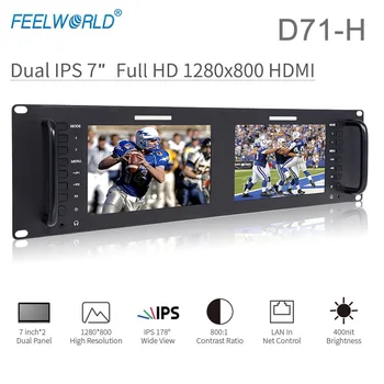 Feelworld D71-H Dual 7 Palcový Monitor 3RU IPS 1280 x 800 HDMI LCD Rack Mount Monitor, Prenosný, 2 Obrazovky, Vysielanie Monitor