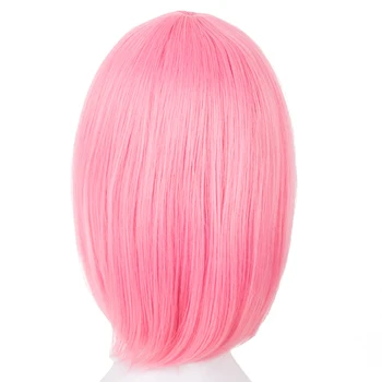 Fei-Zobraziť Syntetické Bob Krátke Ružový Zvlnený Parochňu Obrázok Ako Rany s Tepelne Odolných Vlákien Cosplay Party Salón Vlasy