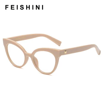 Feishini 2020 Retro Okuliare, Rám Ženy Mačacie oko Úplne Jasné TR90 Optické Okuliare Rámy Dámy Krátkozrakosť Ružové Okuliare