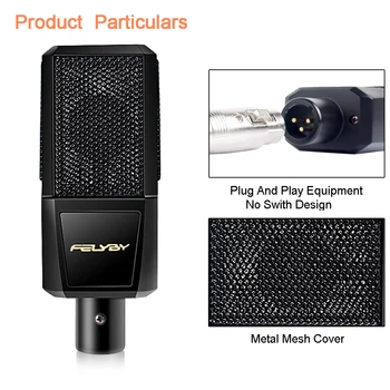 FELYBY BM1000 Karaoke Compurter Mikrofón Chladič pre /Notebooku/PC Nahrávanie Mikrofon Audio Studio Mikrofón