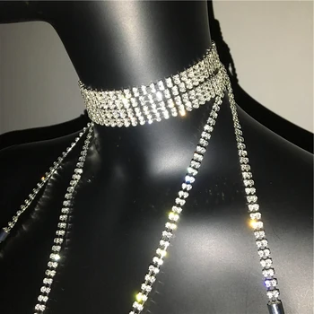 FestivalQueen sexy hlboko v krku drahokamu šaty žien 2018 luxusné dance party s uväzovaním za diamante backless split mini šaty