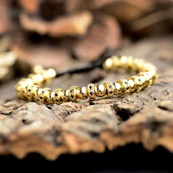 FEŠÁK Nastaviteľné Nové Trendy Luxusný Náramok Muži Ženy Zlato Micro Pave Black CZ Zátky Dištančné Korálky Pletená Náramok Šperky