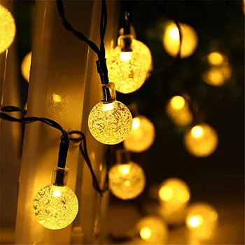 FGHGF Nové 50 LED 10M Crystal ball Solárna Lampa LED Reťazec Rozprávkových Svetiel Solárne Girlandy Záhrada Vianočná Výzdoba Pre Vonkajšie