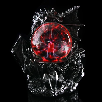 [Finančné plánovanie] Stredoveké Dragon Socha Tmavé Draci Guardian Halloween Dotyk Citlivé Elektrické Plazma Pozeraním Loptu Gotický Orb Osvetlenie