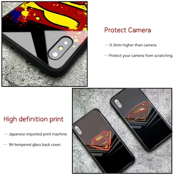 FinderCase Prípade 11 pro max Tvrdeného Skla Pevného Späť Superman Vzorované Kryt pre iPhone 6 6 7 8 plus X XR XS MAX