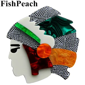 FishPeach Nové Veľké Akryl Indickej Obrázok Brošňa Pre Ženy, Dievča, Veľký Živice Acetát Brošňa Kolíky Klopě Pin Handmade Šperky, Darčeky
