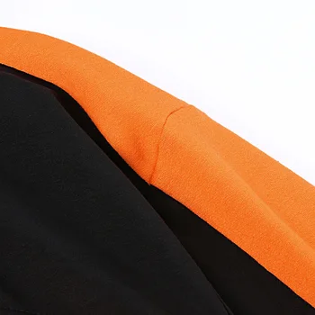 Fitshinling Patchwork Bavlna dámske Mikiny Ostrihané s Kapucňou, Čierna Orange Fashion Sudadera Mujer Streetwear, Mikiny Jeseň