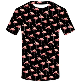 Flamingo Vzor Lete Zábavné Vytlačiť 3d T Shirt Mužov Lumbálna Krátke Sleeve Tee Topy Mužov Zvierat T-Shirt Homme Módne Oblečenie
