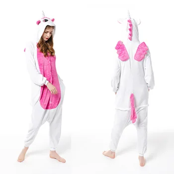 Flanelové roztomilý kreslený anime zvierat pyžamo dúha unicorn hviezdy neba kôň dragon pyžamo mužov a žien