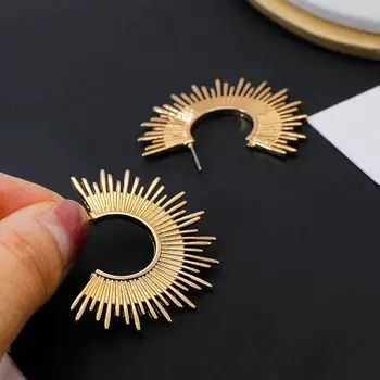 Flashbuy Nový Punk Zlatá Obruč, Náušnice pre Ženy 2020 Robustný Geometrické Kovové Náušnice, Módne Šperky Minimalistický