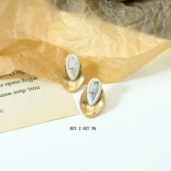 Flashbuy Vintage Kovové Stud Náušnice Žena kórejský Módy Spojov Geometrické Náušnice pre Ženy Minimalistický Šperky, DOPLNKY